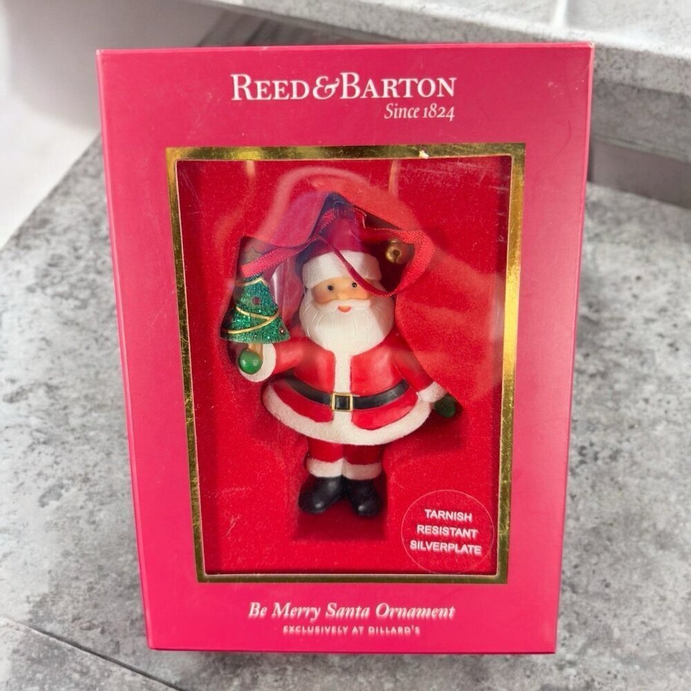Reed & Barton Be Merry Santa Claus Christmas Ornament Figurine With‎ Box New